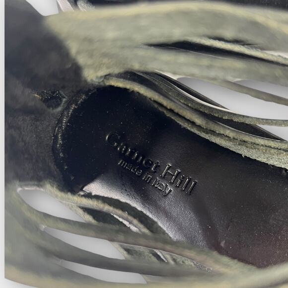 Garnet Hill Giselle Italian Strappy Gladiators Black Leather Size 7 - Picture 8 of 10